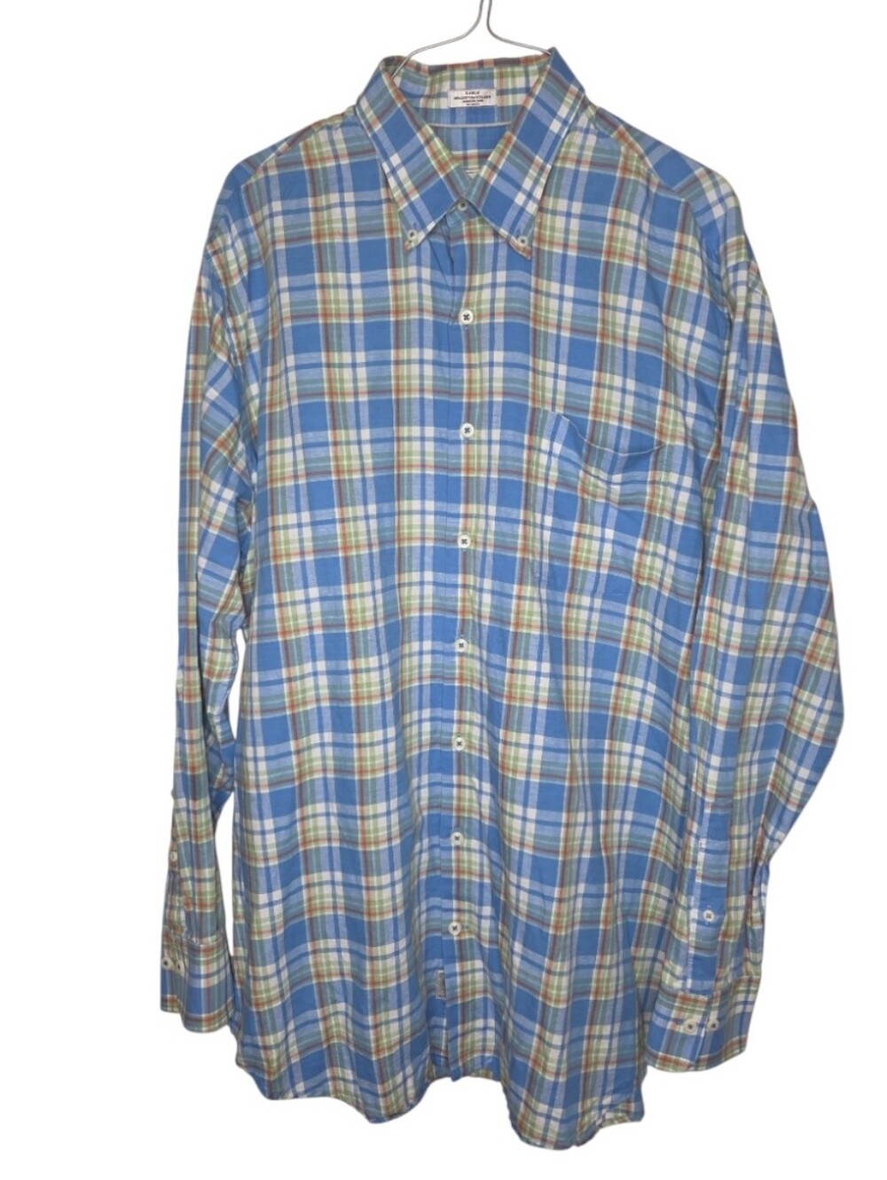 Peter Millar Cotton Linen Blend Plaid Button Down Long Sleeve Shirt Size Large